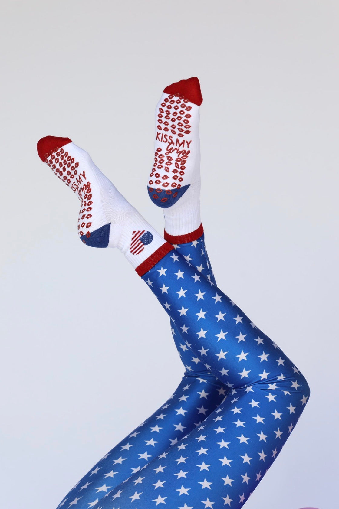 Red White & Kisses Grip Sock