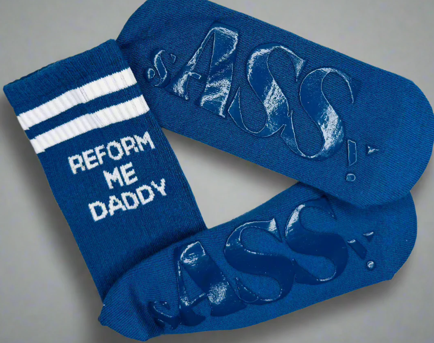 💋 Reform Me Daddy Blue Grip Socks