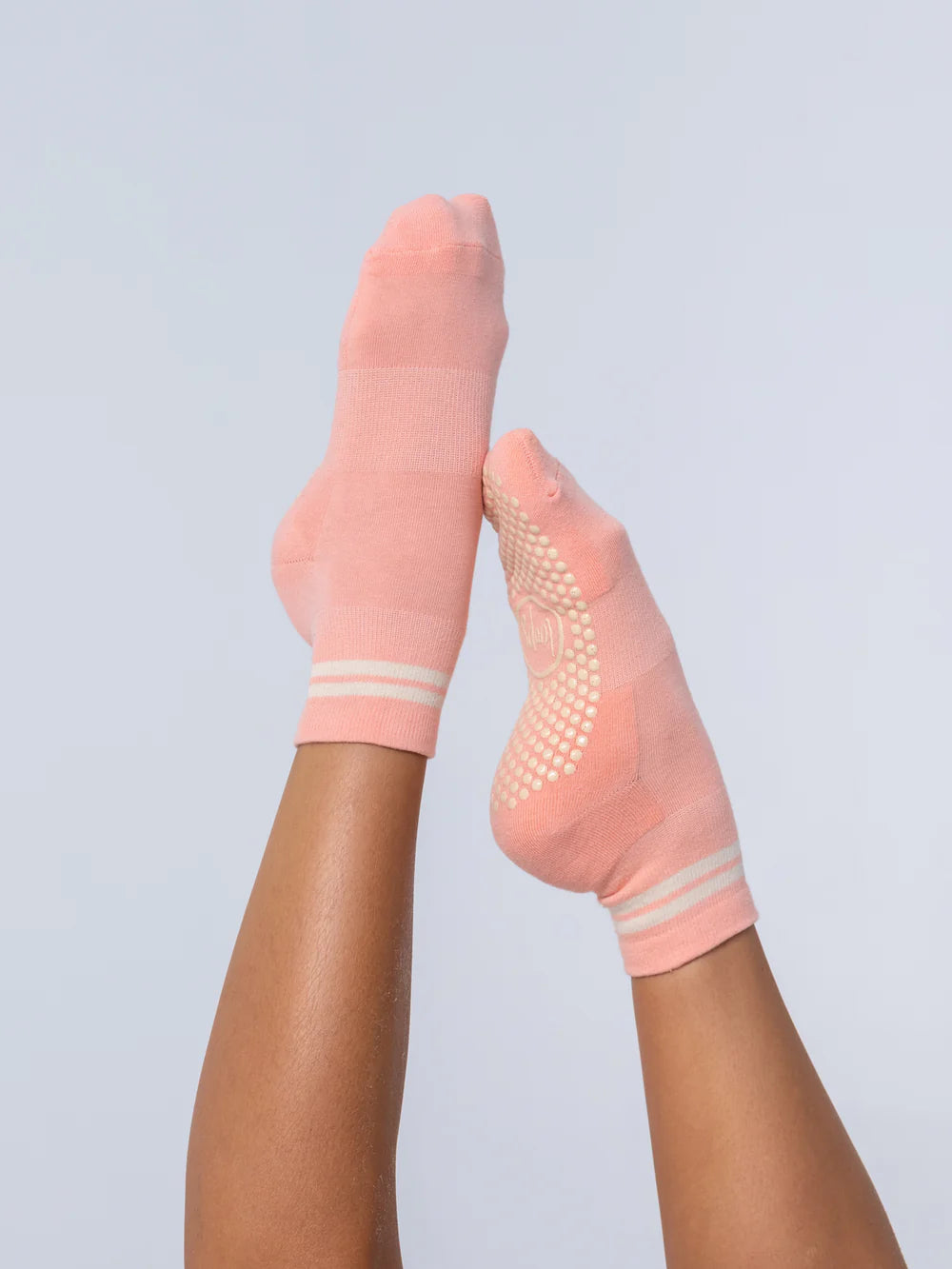 Studio Socks - Coral + White Stripe