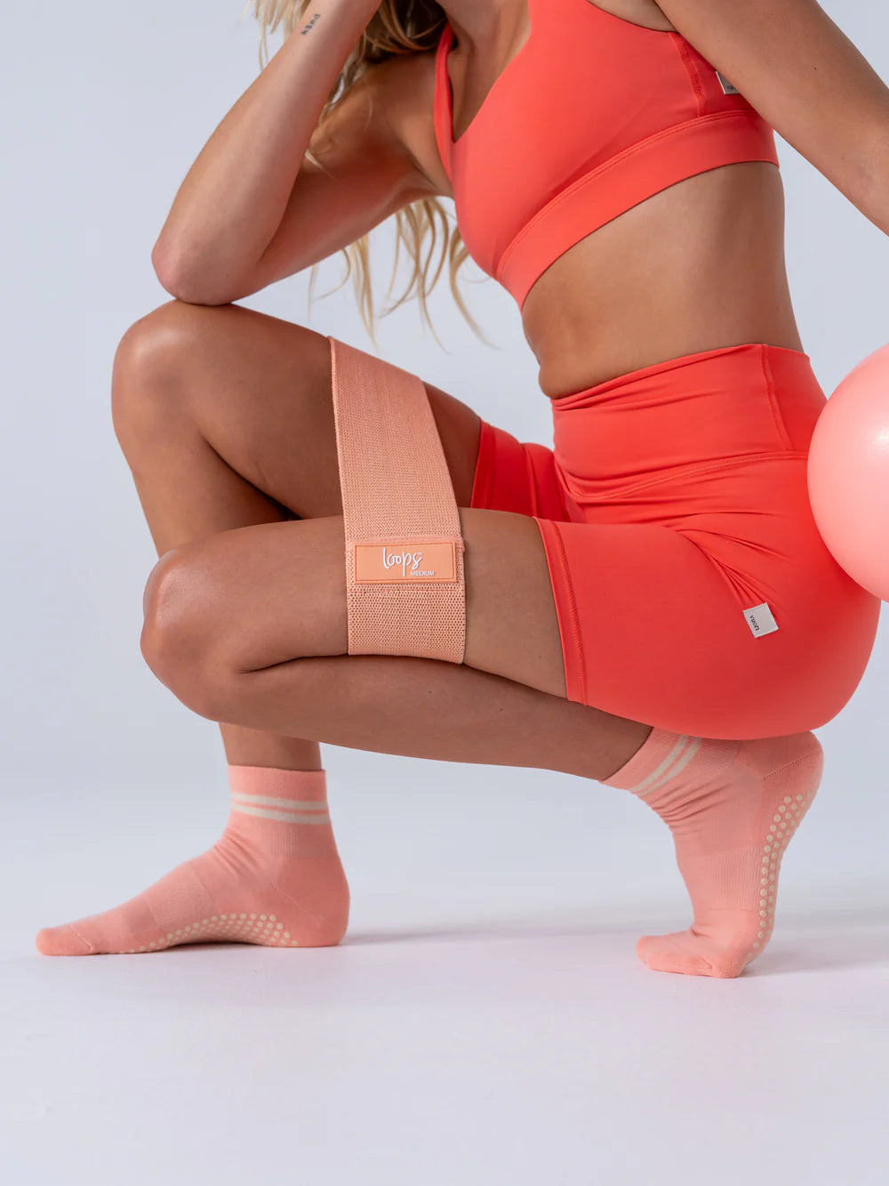 Studio Socks - Coral + White Stripe