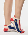 Stripes Smiley Full Foot Grip Sock – Red/Blue