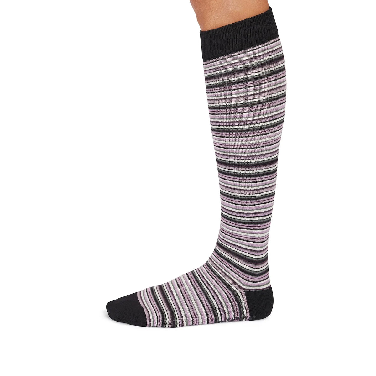 Jane Knee High Grip Sock - Fig Stripe
