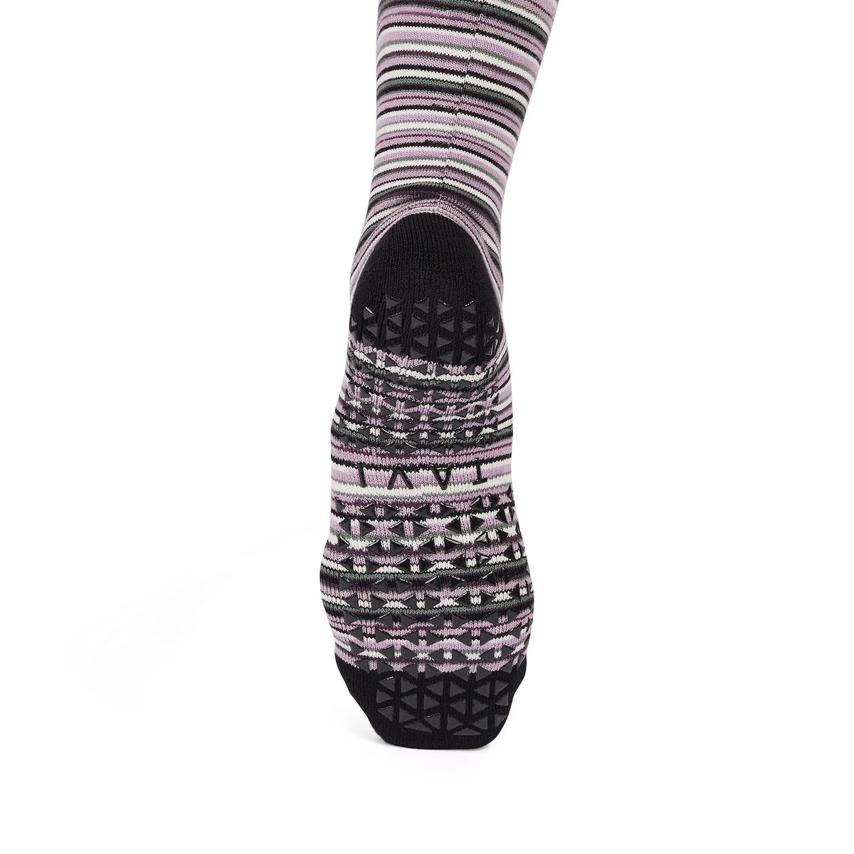 Jane Knee High Grip Sock - Fig Stripe