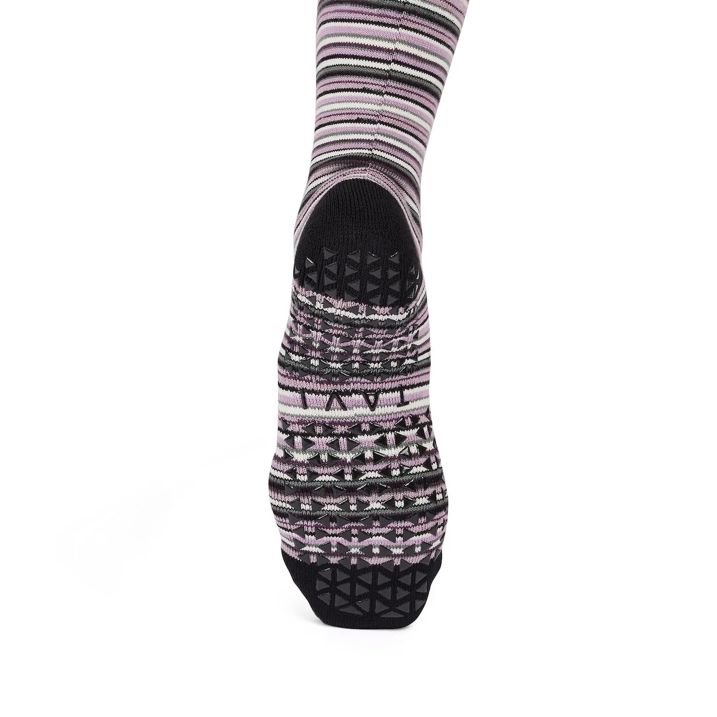 Jane Knee High Grip Sock - Fig Stripe