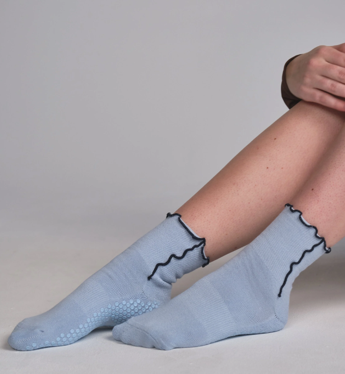 The Rosie Grip Sock - Serenity Blue