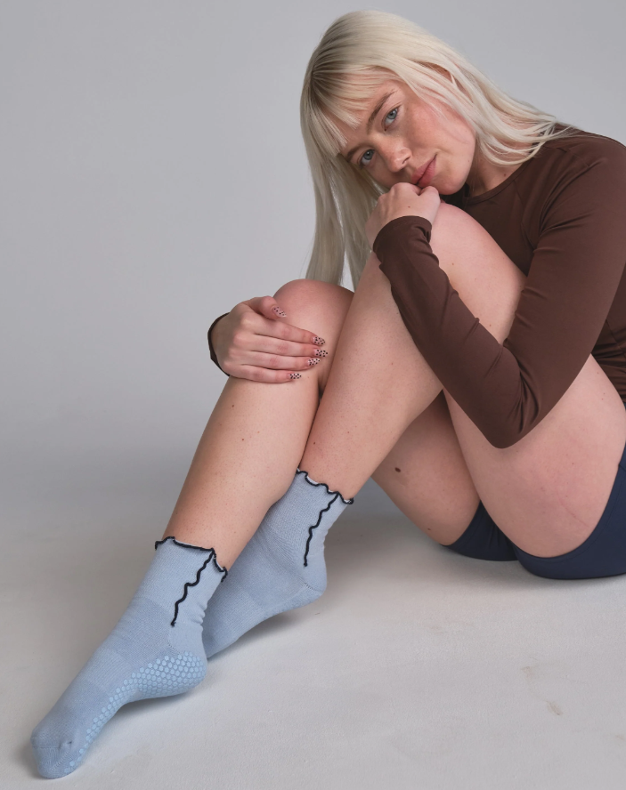 The Rosie Grip Sock - Serenity Blue