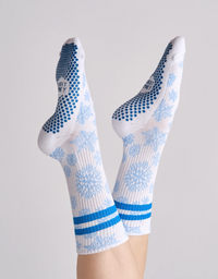 Lucky Honey Tall Tube Print Grip Sock - Snowflake