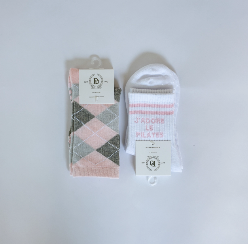BEVERLY HILLS ARGYLE grip socks by Pilates University 1883 — product image 4