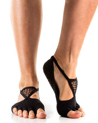 Arebesk Muse Open Toe Grip Socks in black, front studio view