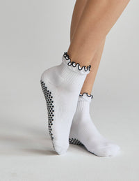 Lucky Honey Tipped Ruffle Grip Sock - Black