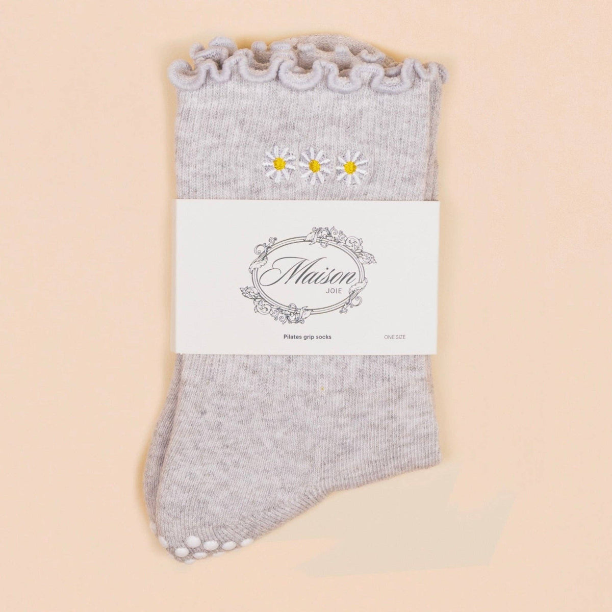 Maison Joie Daisy Ruffle Grip Socks – Grey