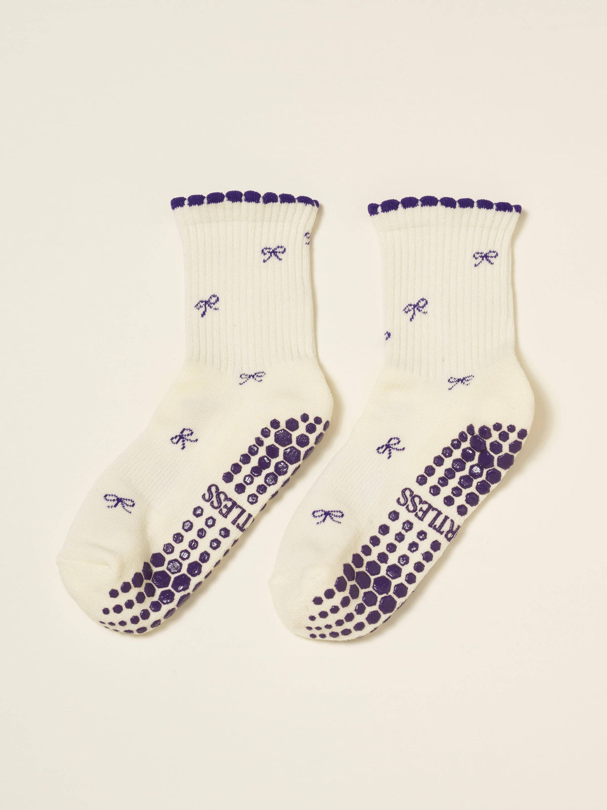 🎀 Mini Bow Petal Grip Sock - Indigo