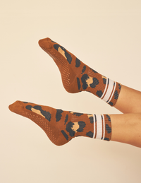 Lucky Honey Wild Side Crew grip socks — animal-print product photo 11