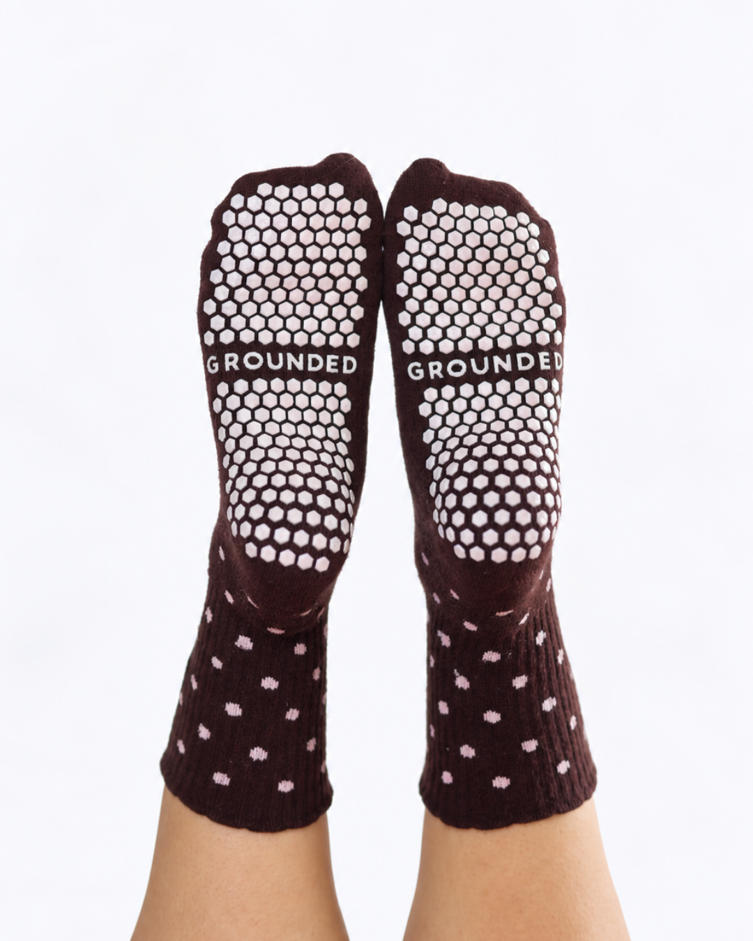 Brown Polka Dot Grip Socks