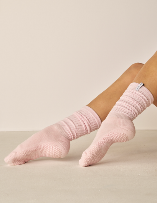 The Scrunch Grip Sock (Baby Pink)