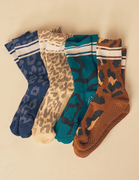 Lucky Honey Wild Side Crew grip socks — animal-print product photo 9