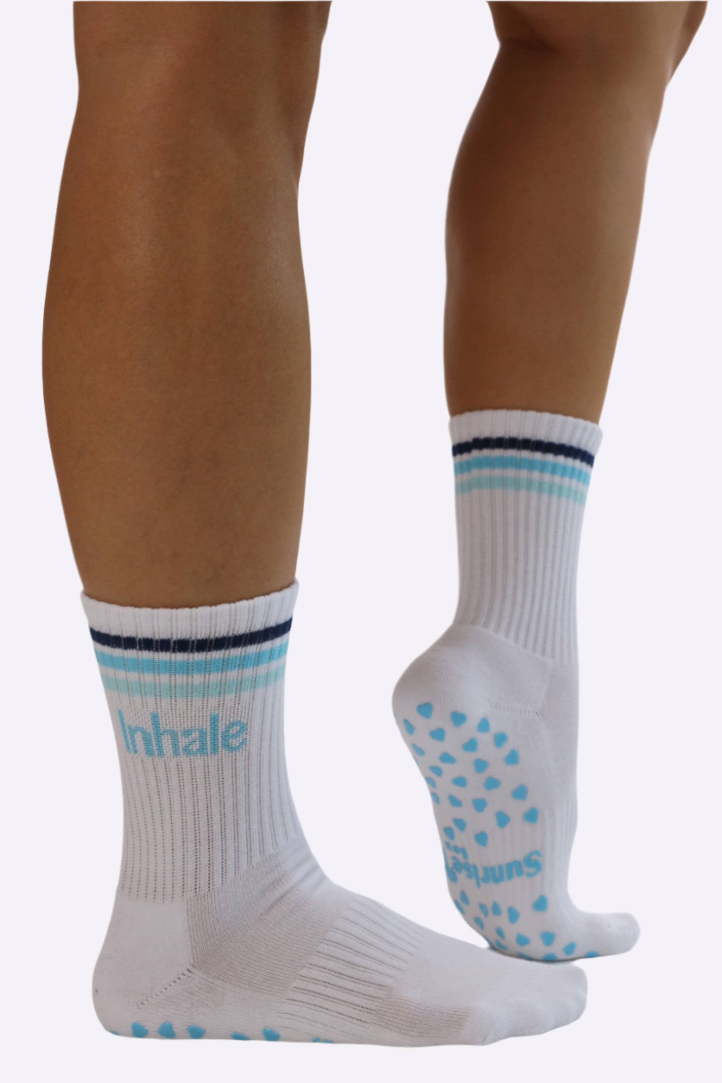 Inhale & Exhale Blue Grip Sox