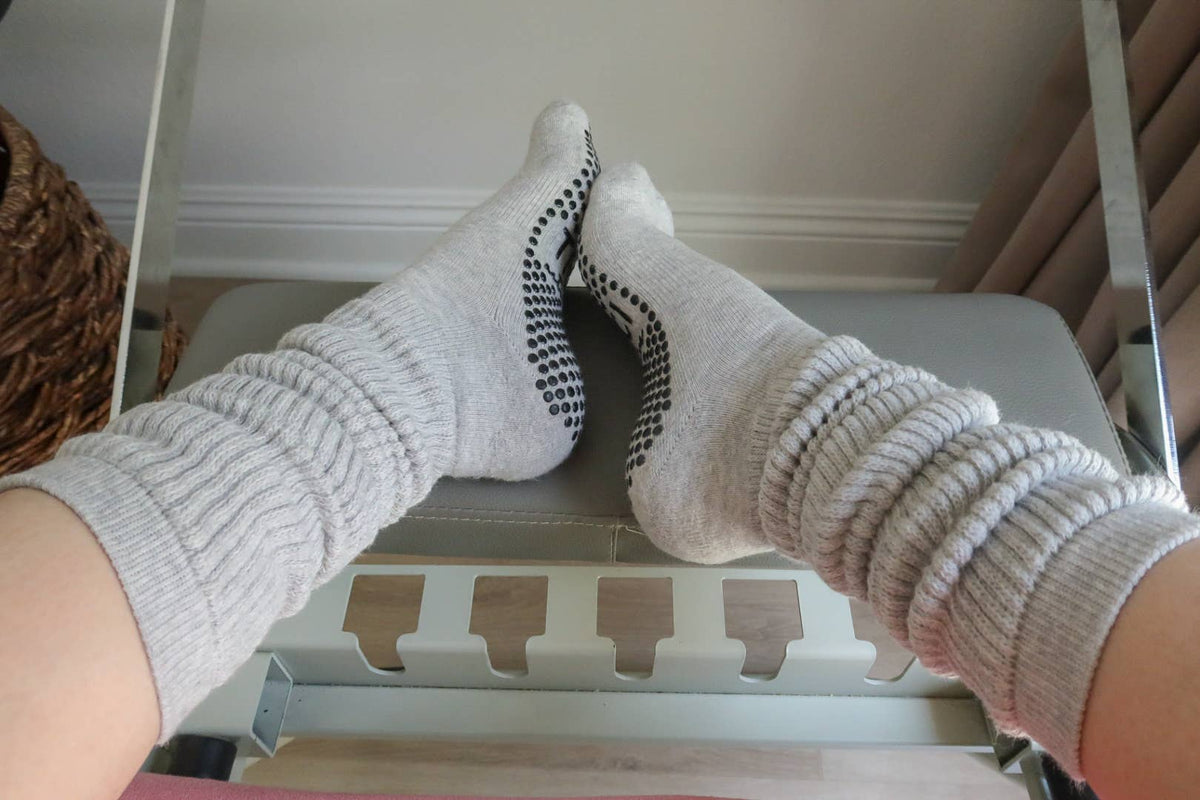 Gray Scrunch Grip Socks