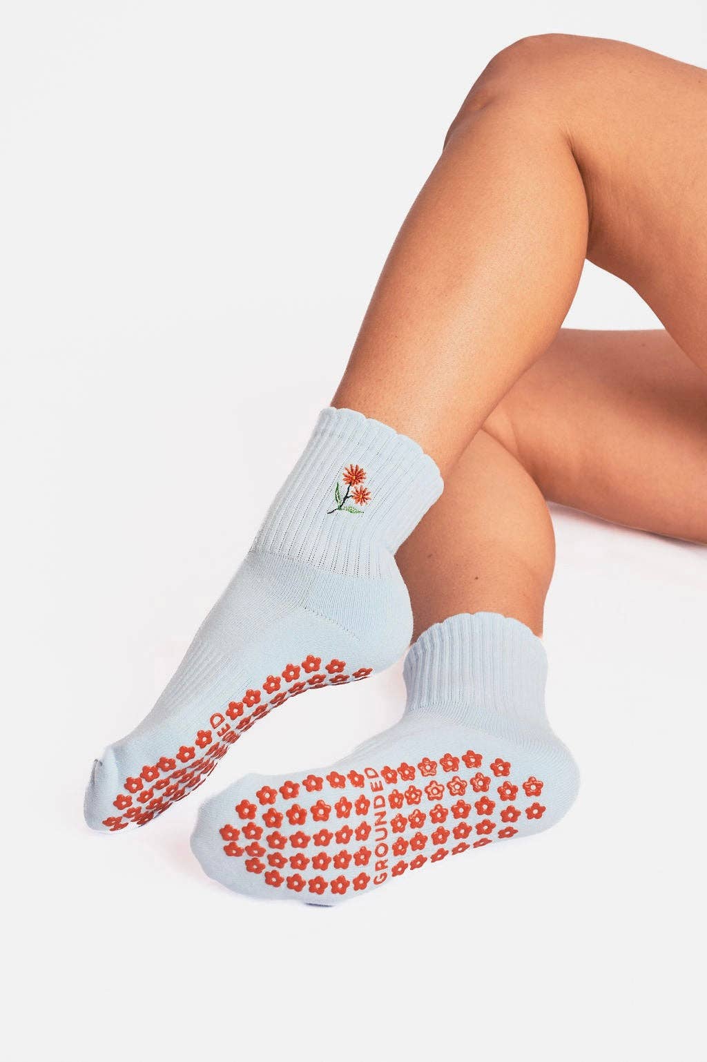 Baby Blue Flower Grip Socks