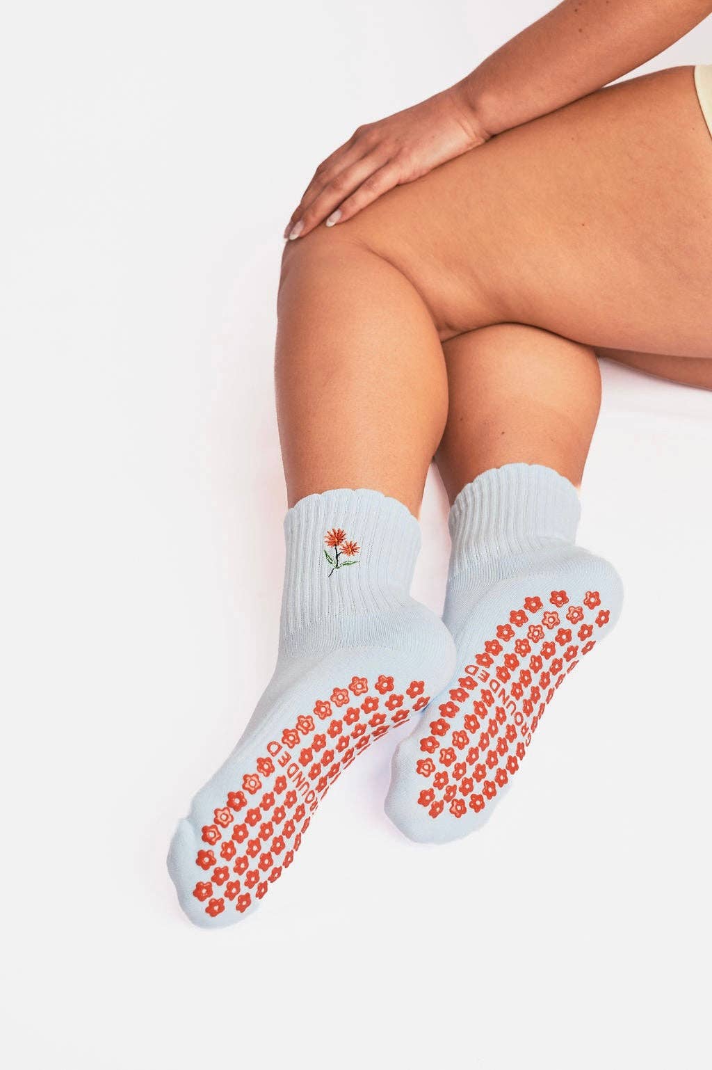 Baby Blue Flower Grip Socks