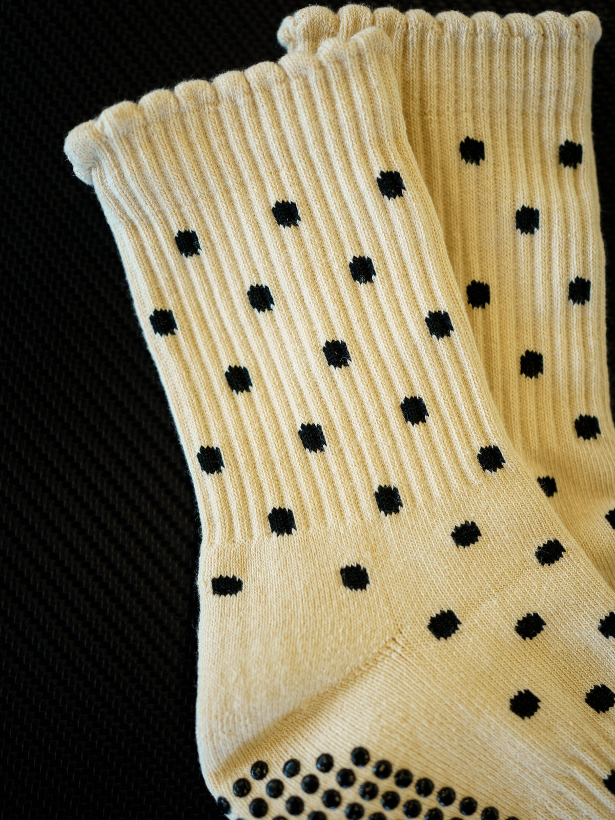 TCC Black & Cream Polka Dots  | Pilates & Barre Grippy Socks