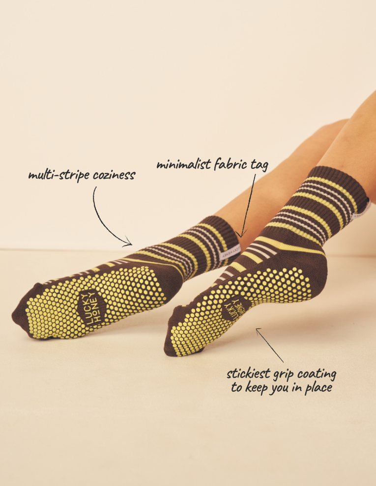 Lucky Honey Lola Crew grip socks — product photo
