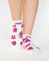 Pointe Studio Petal Full Foot Grip Sock in Pink floral pattern