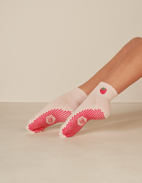 Lucky Honey Harlow Grip Sock in Strawberry