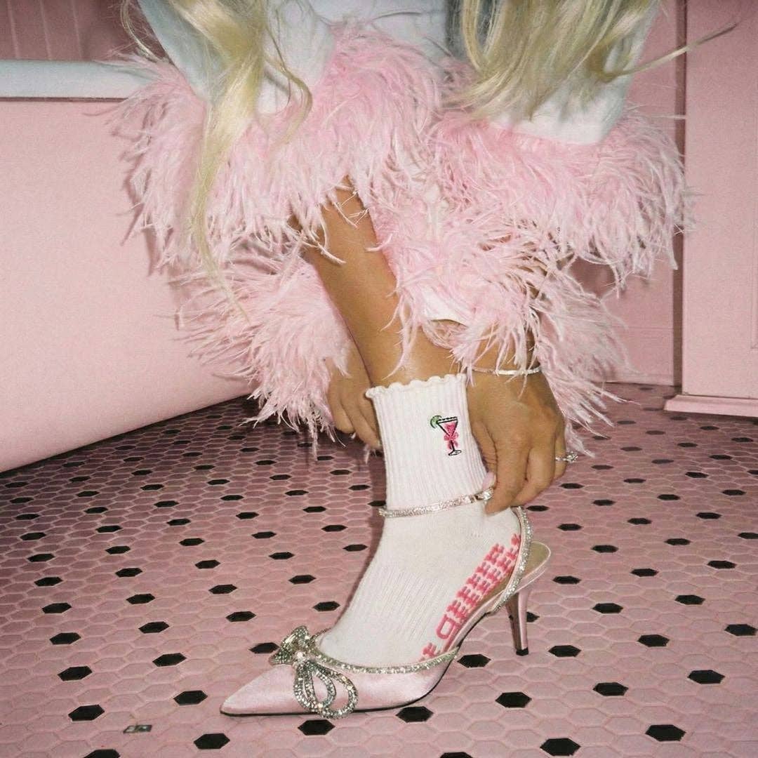 🍸 Pink Cosmopolitan Grip Sock