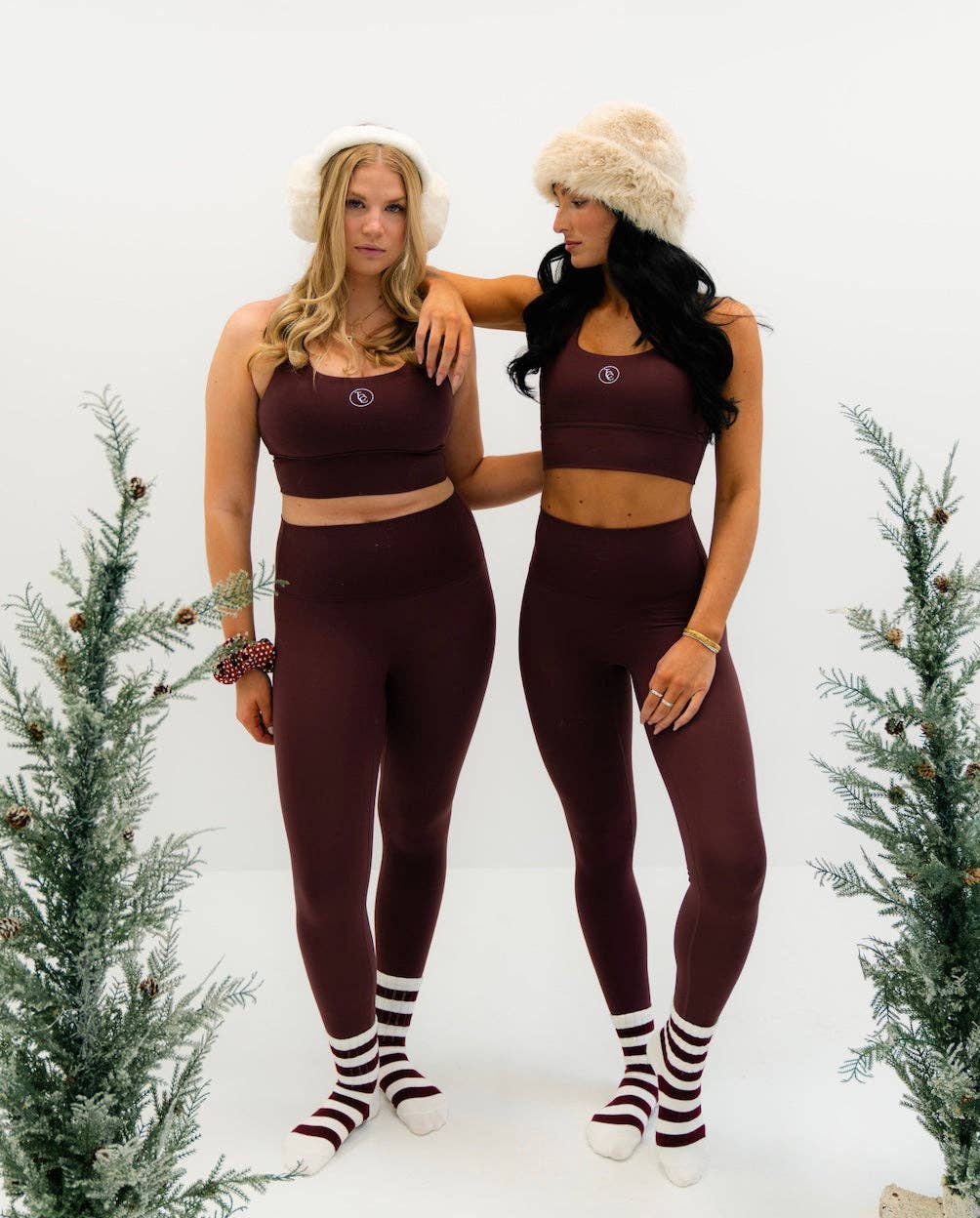 TCC Burgundy & White Bow Grip Sock
