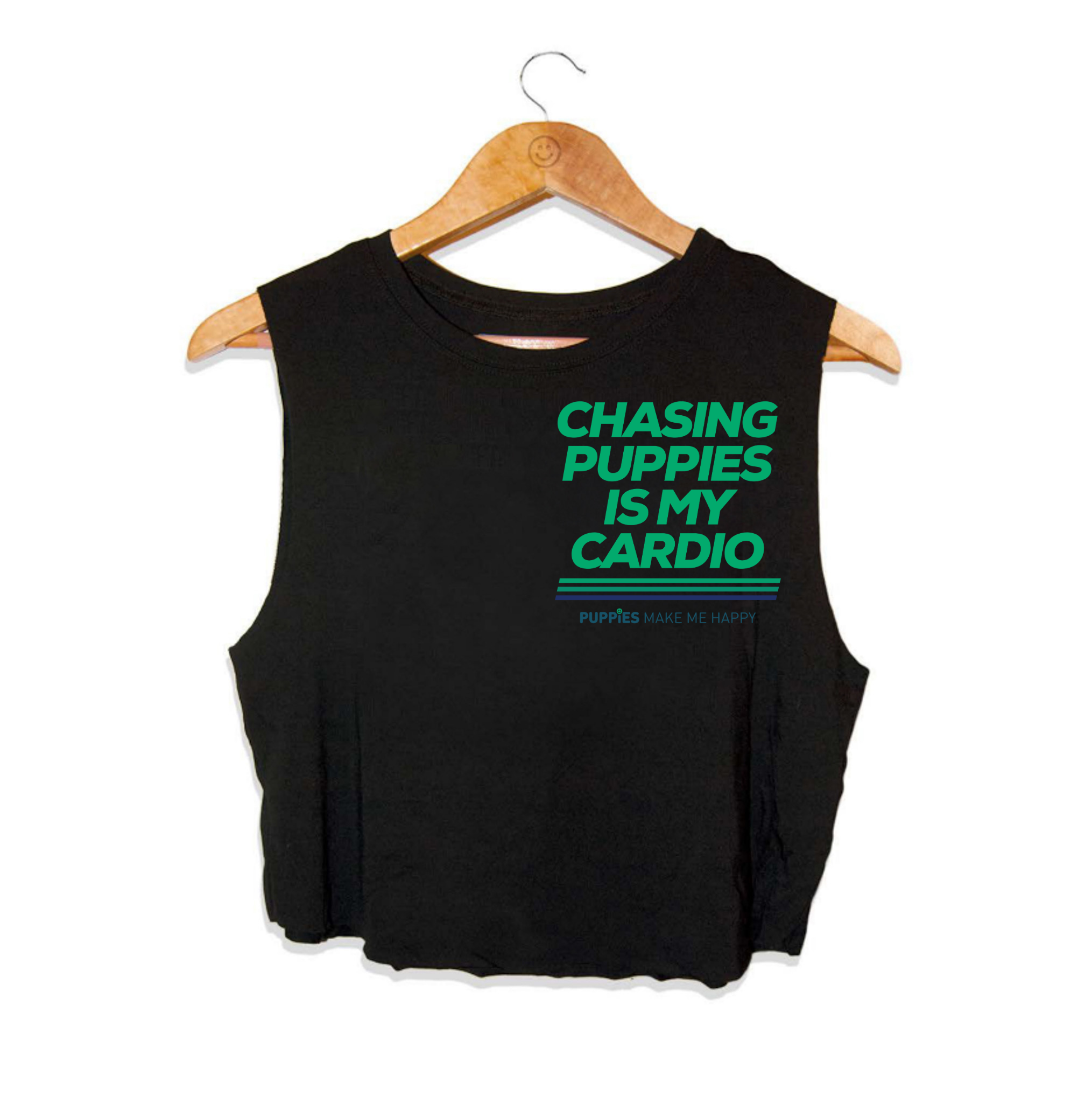Chasing Puppies is My Cardio | Crop Tank | Green Font | Fitness & Dog Lovers