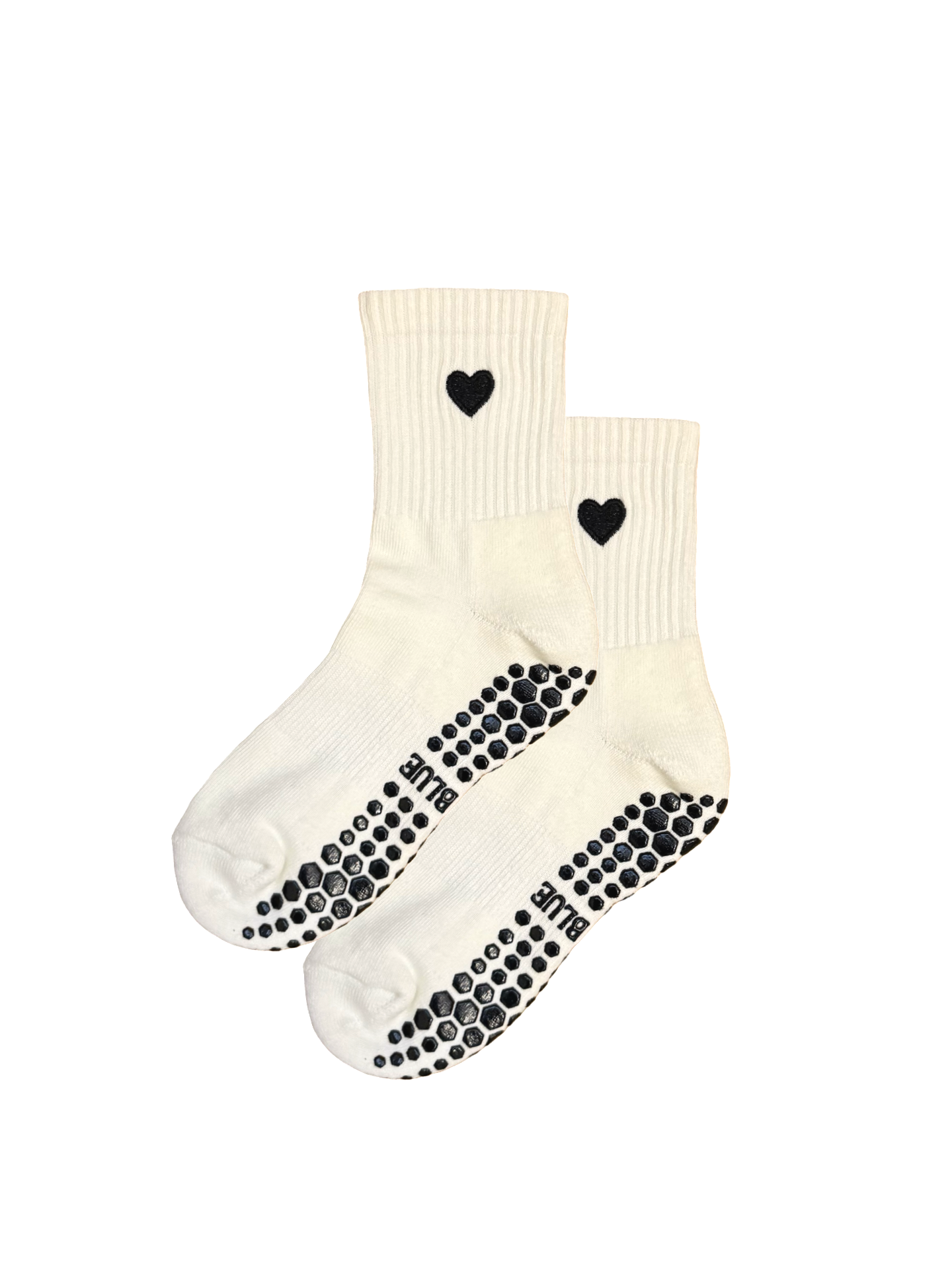 Black Heart Ankle Crew Grip Sock