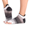 ToeSox Half Toe Low Rise Coconut Stripe grip sock front view