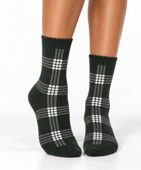 BROOKLYN PLAID GREEN grip socks by Pilates University 1883 — product image 1