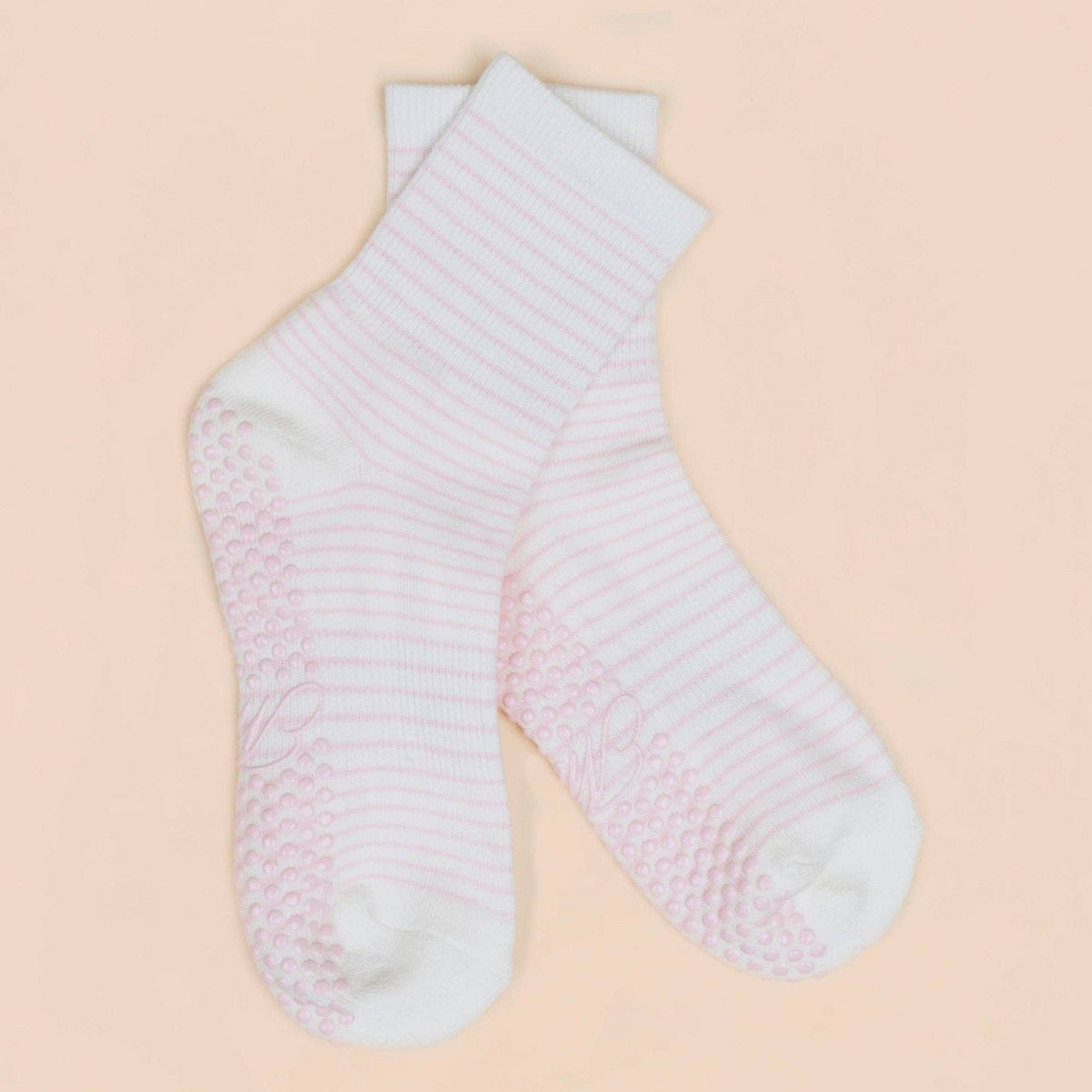 Maison Joie Studio Stripe Grip Socks – Pale Pink