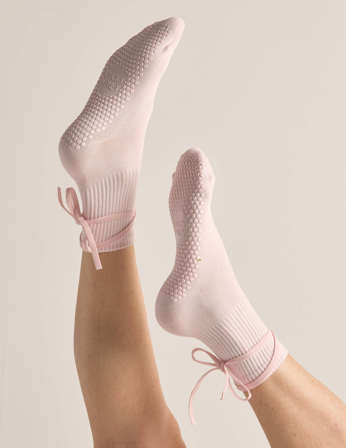 Lucky Honey Nina Grip Sock in Ballet Pink detail 4
