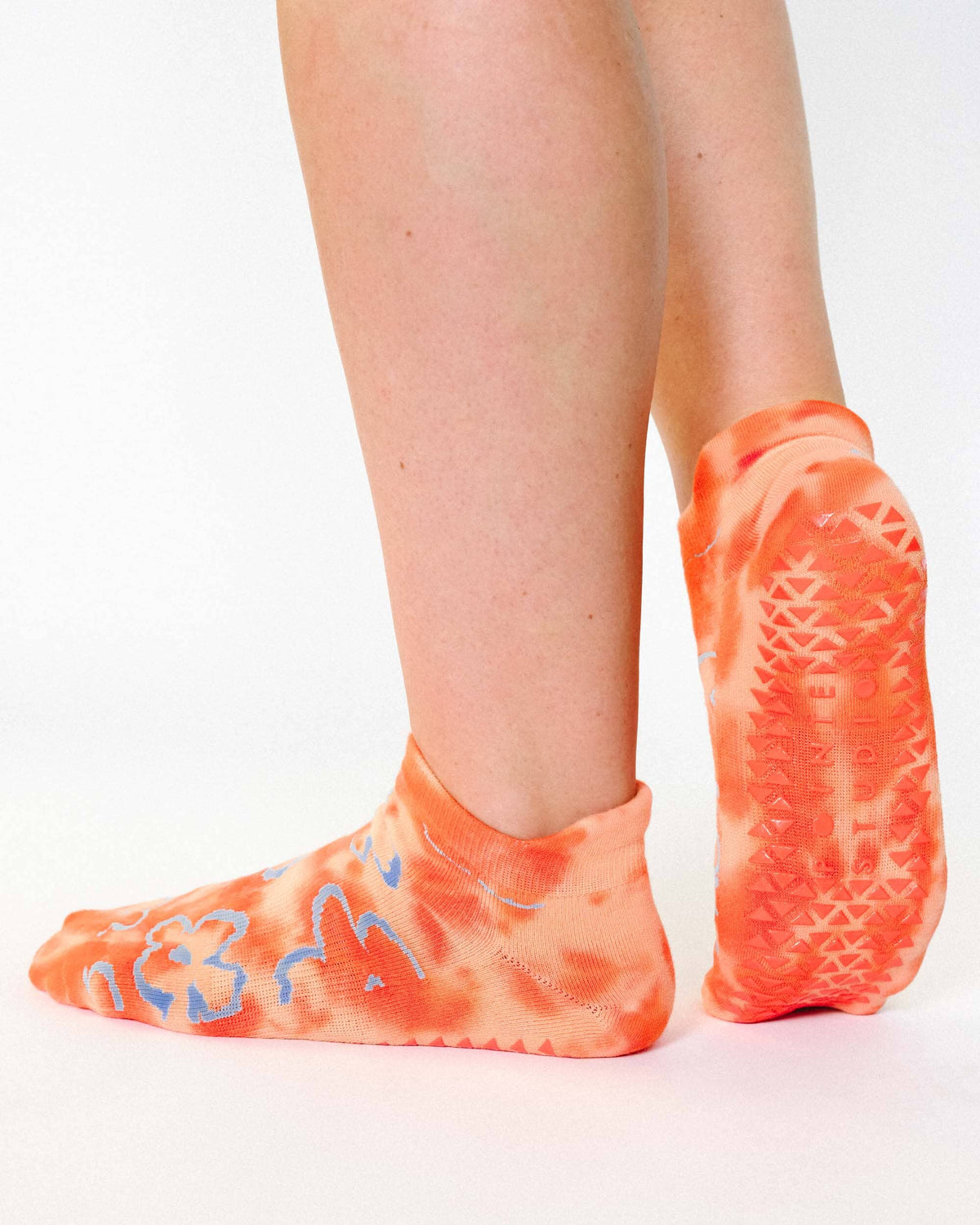 Pointe Studio Poppy Orange full-foot grip socks for Pilates and Barre