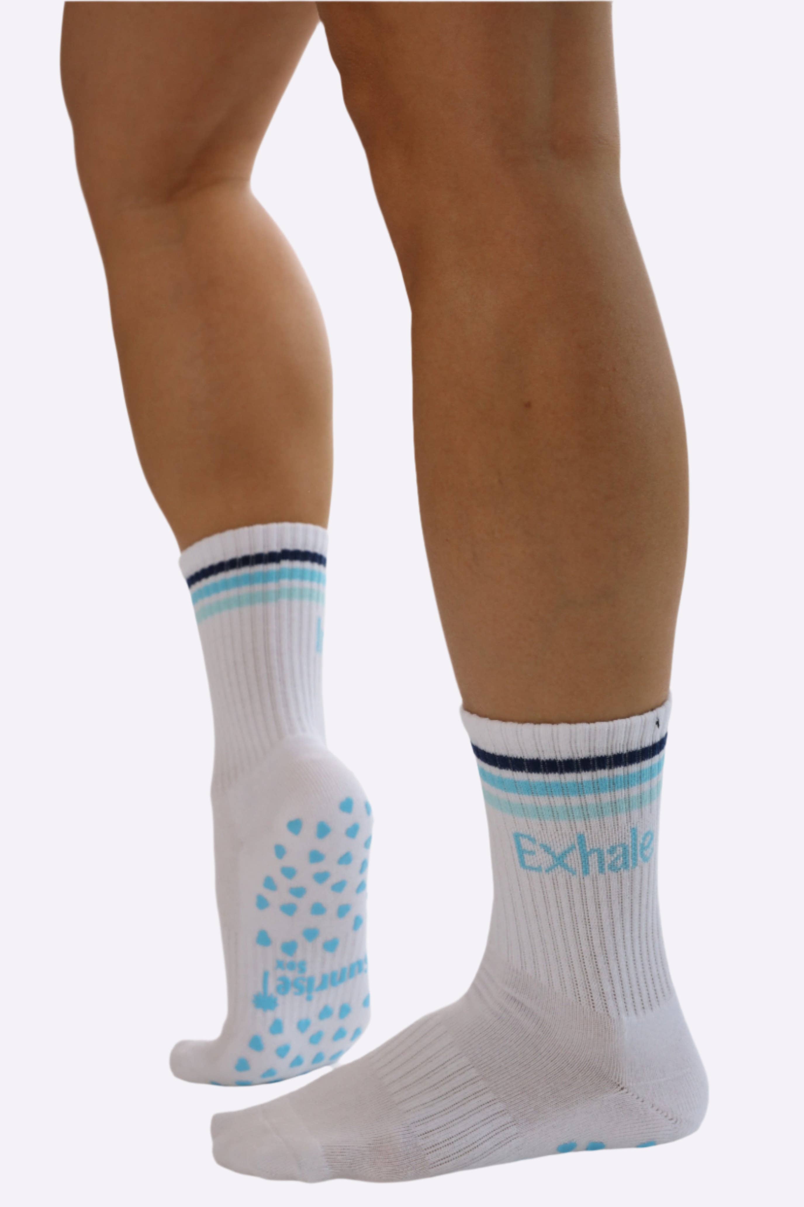 Inhale & Exhale Blue Grip Sox