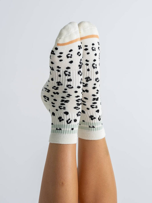 Quarter Socks - Animal Print Grip Sock: Blue