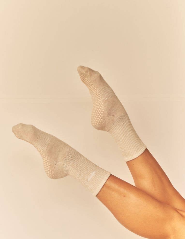 Lucky Honey Alpine Crew Grip Sock in Marshmallow