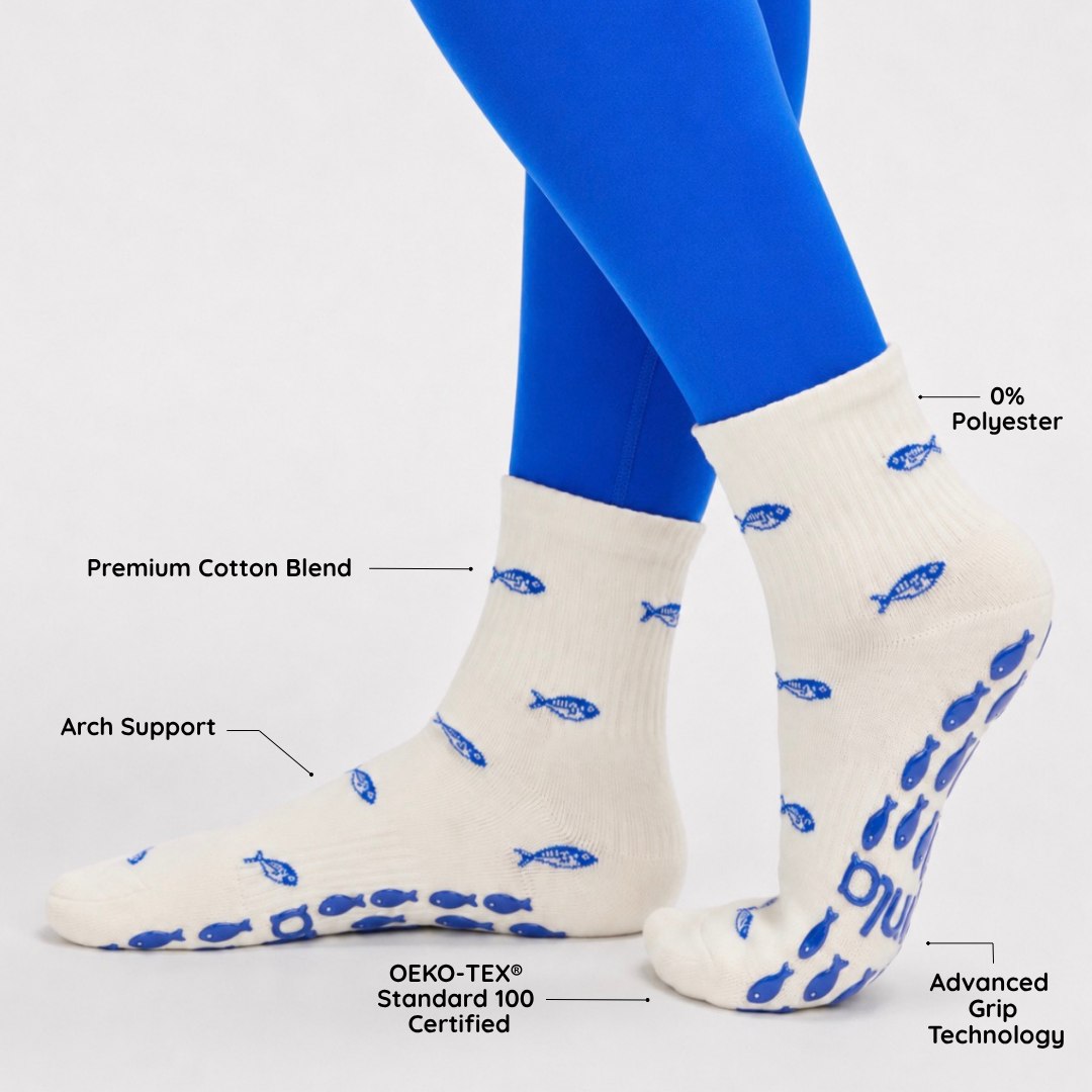 The Blue Fish Grip Sock