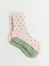 TCC Pink and Green Polka Dot Pilates grip sock