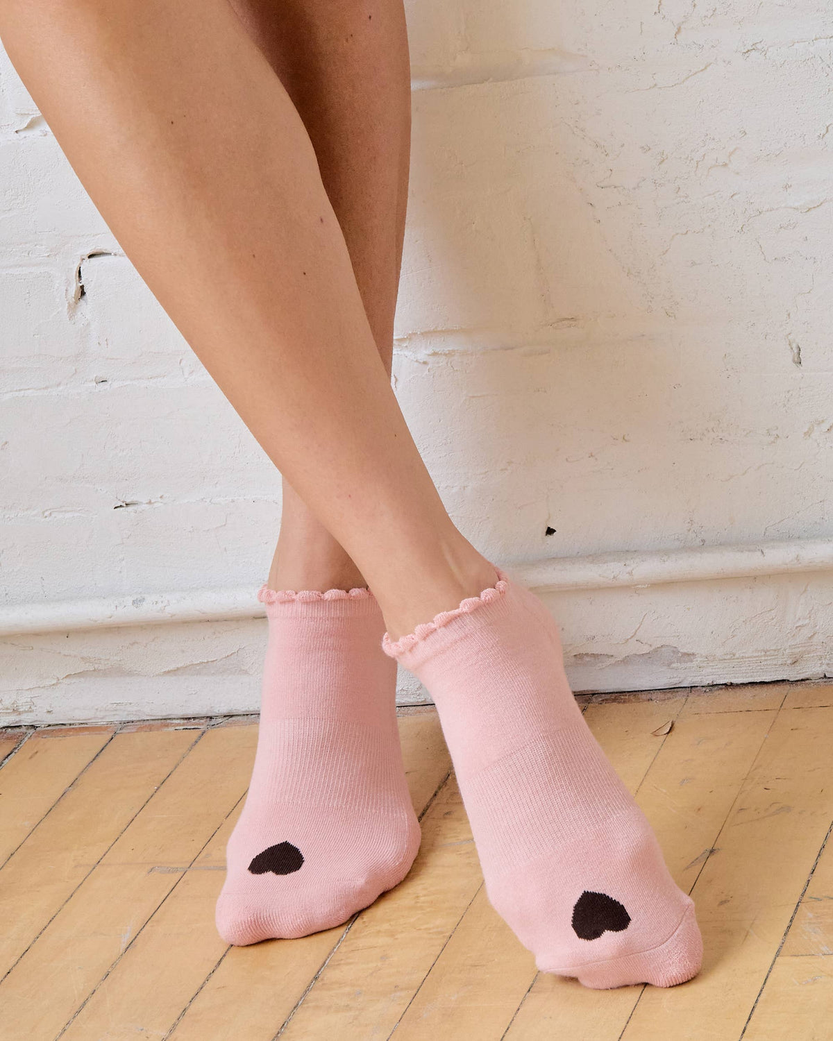 Pointe Studio Love Full Foot Grip Sock in coral pink — official product image 5