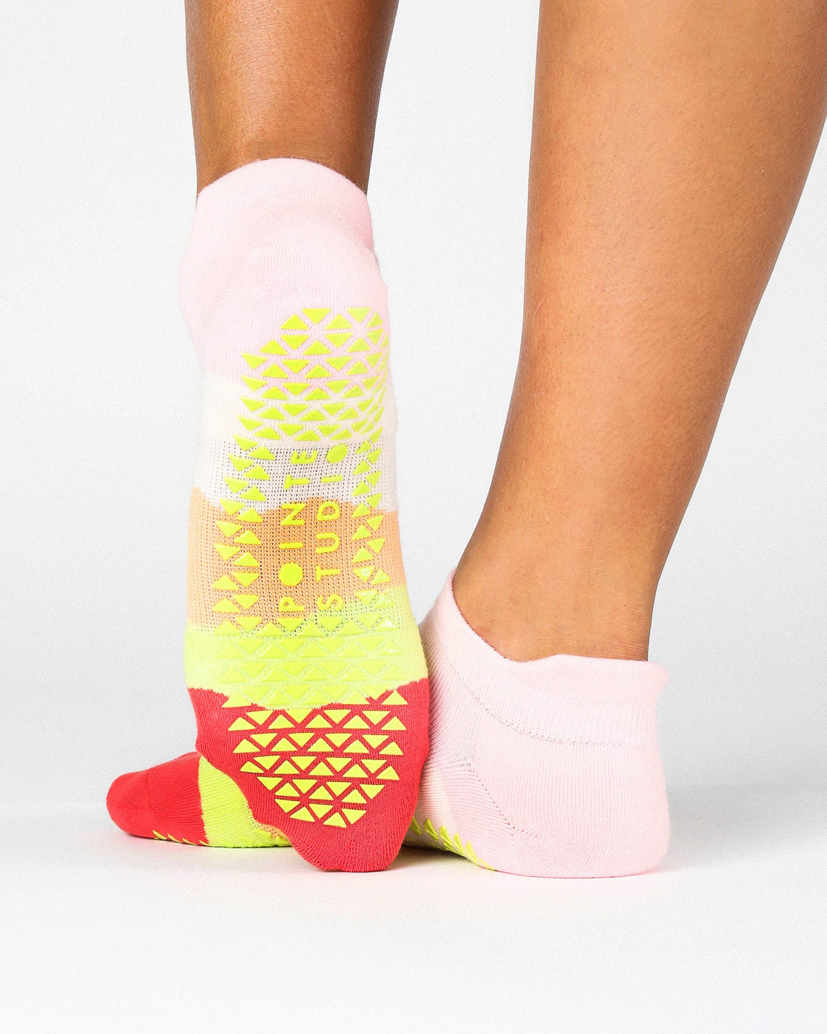 Layered Stripe Full Foot Grip Sock – Rose