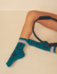 Lucky Honey Wild Side Crew grip socks — animal-print product photo 7