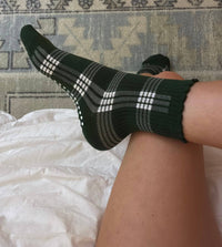 BROOKLYN PLAID GREEN grip socks by Pilates University 1883 — product image 5