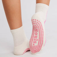 Souls Pink Streak grip socks with twin pink racing stripes