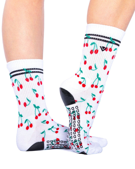 Classic Women's Crew Grip Sock: Cherries