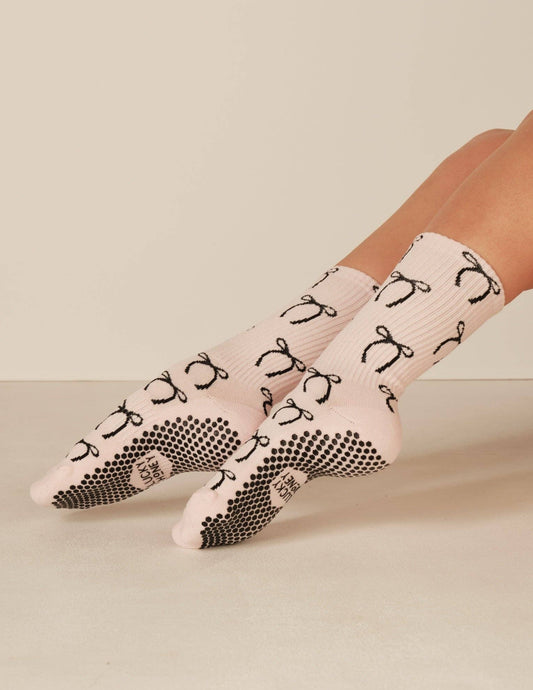 Lucky Honey Tall Tube Print Grip Sock - Ballet Bows