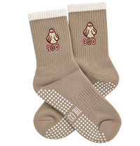 Boo Halloween grip socks with cream cuff and non-slip sole